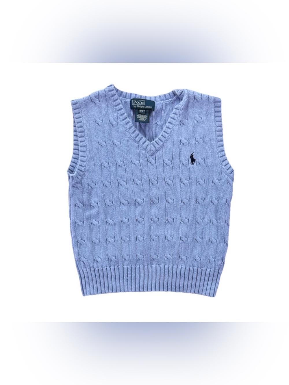 Vintage Polo Ralph Lauren Cable-Knit Sweater Vest Kids' Size 4T Blue Preppy
